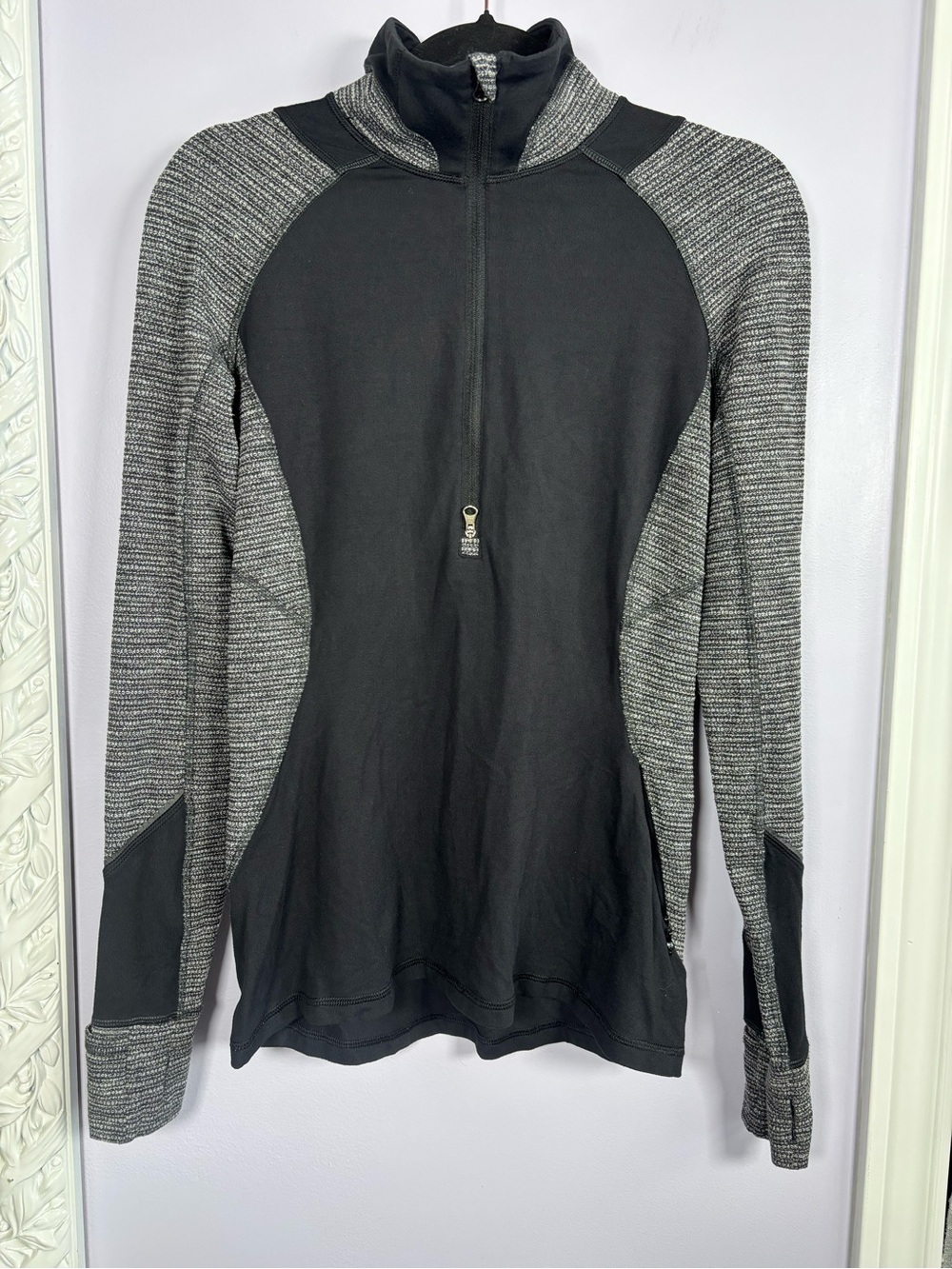 lululemon athletica Race Your Pace Black and Gray Half-Zip Athletic Pullover 6